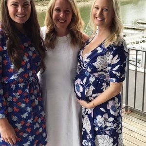 Blue floral maternity dress
